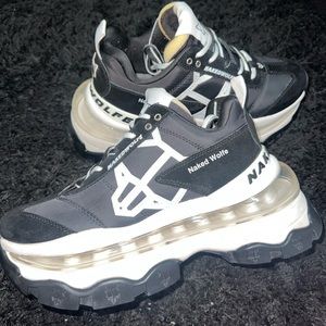 LIKE NEW BLACK NAKED WOLFE PLATFORM SNEAKERS